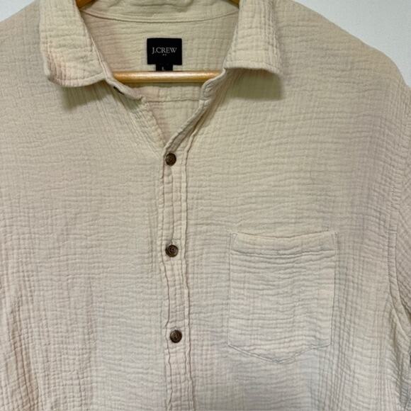 J Crew Factory Mens Short Sleeve Gauze Button Up Shirt Large Casual Preppy - Picture 2 of 11